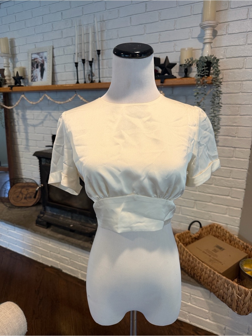 Vintage Inspired Open Back Cropped Top | Size S